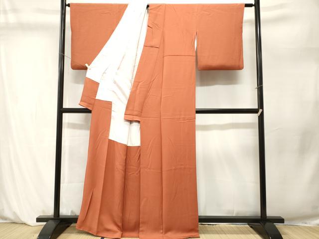 平和屋着物■上質な色無地 赤茶色 正絹 逸品 CABM1233ev