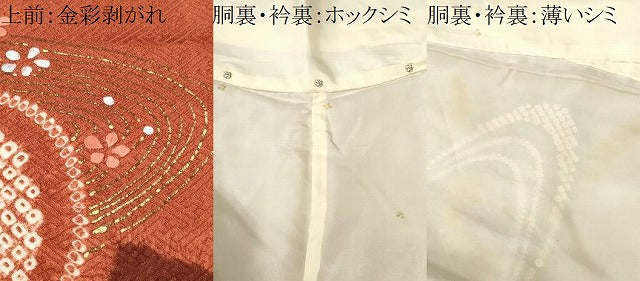 平和屋着物■訪問着 刺繍 絞り 流水舞花文 金彩 正絹 逸品 CABM1251ev