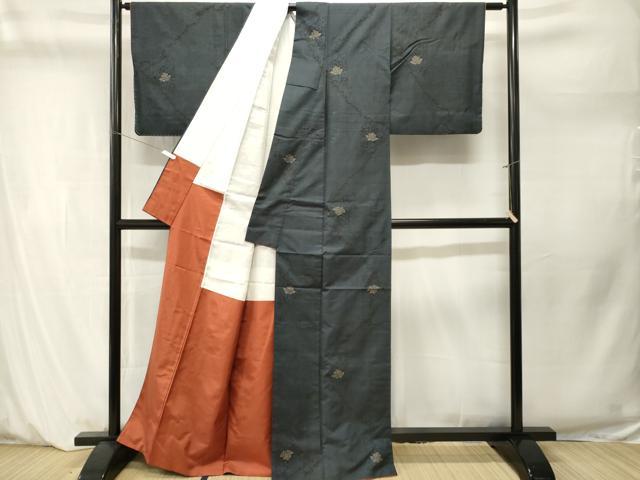 平和屋着物■本場大島紬 7マルキ 草花文 正絹 逸品 CABM1255ev