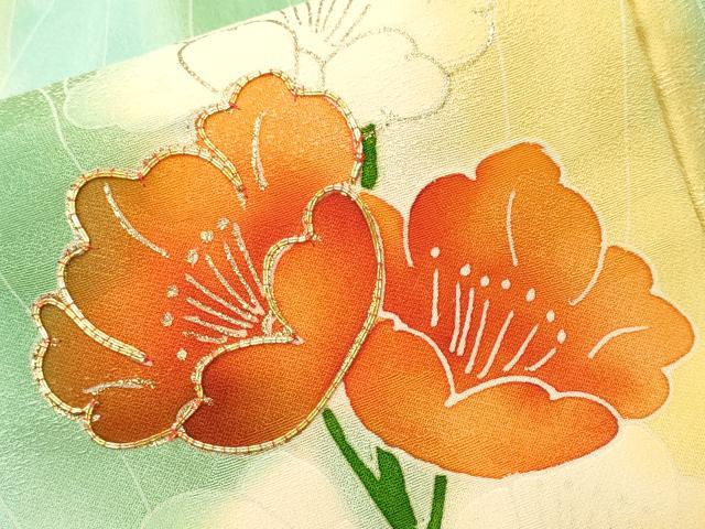 平和屋着物■訪問着 駒刺繍 草花文 暈し染め 金彩 正絹 逸品 CABM1270ev