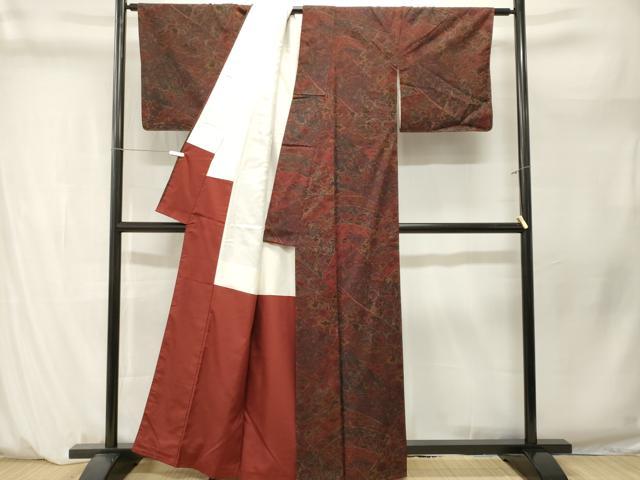 平和屋着物■上質な紬 切嵌更紗花鳥文 正絹 逸品 CABM1283ev