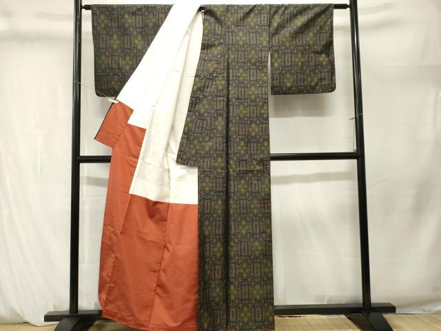 平和屋着物■上質な紬 蜀江花文 正絹 逸品 CABM1288ev