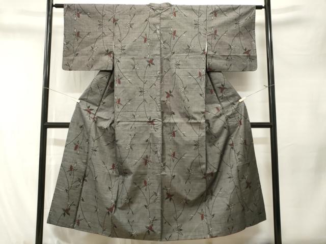 平和屋着物■本場大島紬 7マルキ 葡萄蔦の葉文 正絹 逸品 CABM1309ev