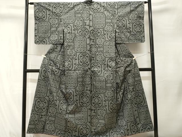 平和屋着物■本場大島紬 7マルキ 幾何学文 正絹 逸品 CABM1315ev