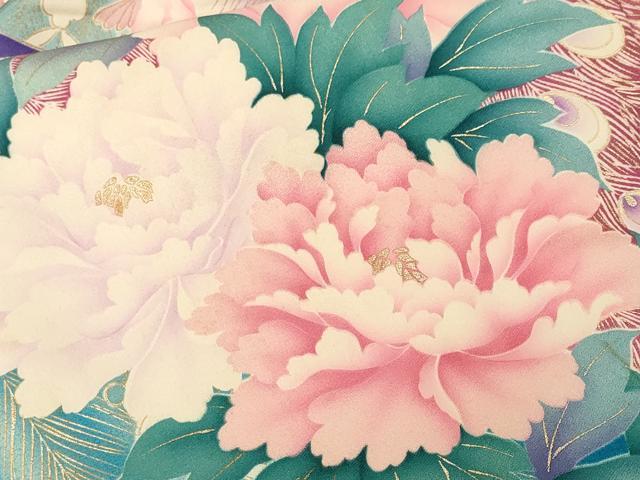 平和屋着物■豪華振袖 孔雀花蝶文 暈し染め 金彩 正絹 逸品 CABM1324ev
