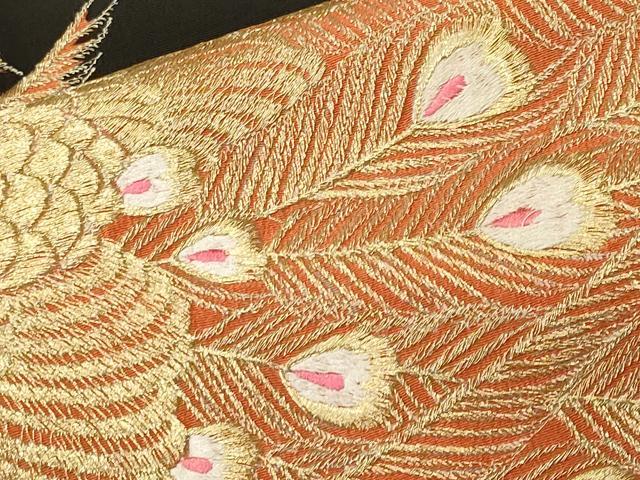 平和屋着物■豪華黒留袖 総刺繍 駒刺繍 孔雀文 金糸 正絹 逸品 CABM1337ev