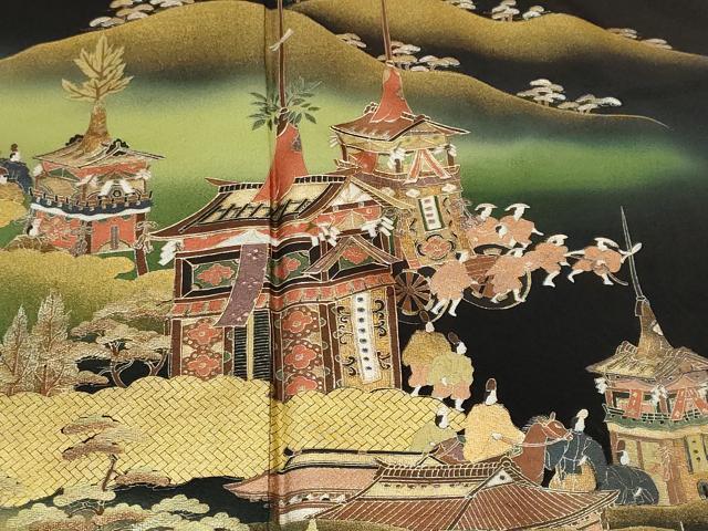 平和屋着物■豪華黒留袖 泰常 鉾 人物風景文 暈し染め 金彩 正絹 逸品 CABM1347ev
