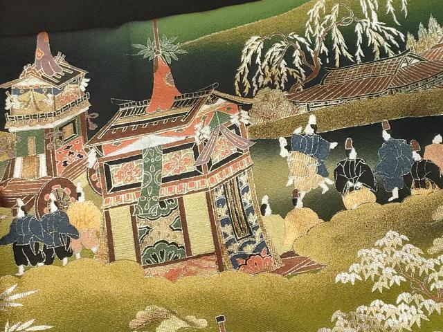 平和屋着物■豪華黒留袖 泰常 鉾 人物風景文 暈し染め 金彩 正絹 逸品 CABM1347ev