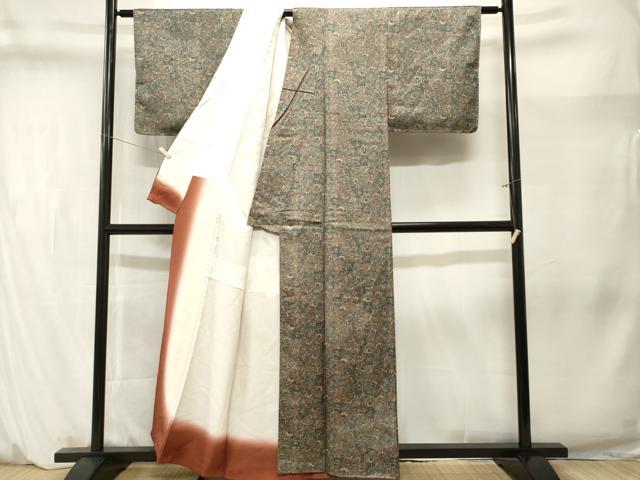 平和屋着物■上質な紬 更紗花文 正絹 逸品 CABM1392ev