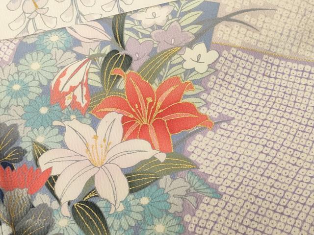 平和屋着物■豪華振袖 駒刺繍 色紙重ね藤花房草花文 銀彩 正絹 逸品 CABM1394ev