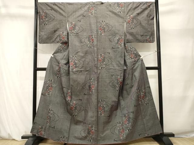 平和屋着物■本場大島紬 7マルキ 短冊草花文 正絹 逸品 CABM1417ev