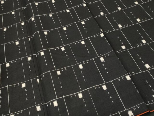 平和屋着物■上質な紬 幾何学文 黒地 正絹 逸品 CABM1431ev