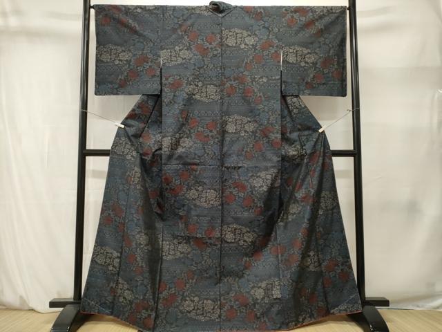 平和屋着物■本場大島紬 更紗草花文 やまと誂製 正絹 逸品 CABM1434ev