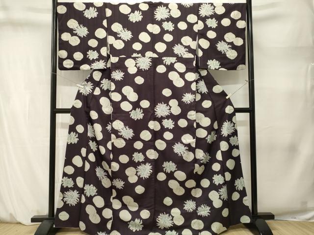 平和屋着物●上質な小紋 乱菊溢れ松葉丸文 正絹 逸品 CABM1468ev