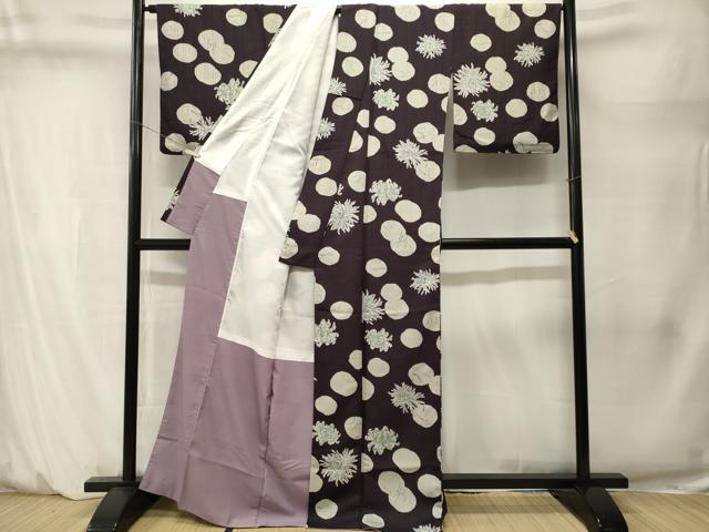 平和屋着物●上質な小紋 乱菊溢れ松葉丸文 正絹 逸品 CABM1468ev