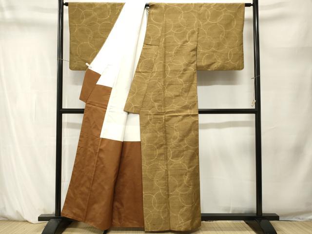 平和屋着物■上質な紬 幾何学丸文 正絹 逸品 CABM1478ev