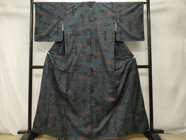 平和屋着物■本場大島紬 7マルキ 雲取り色紙花文 正絹 逸品 CABM1506ev