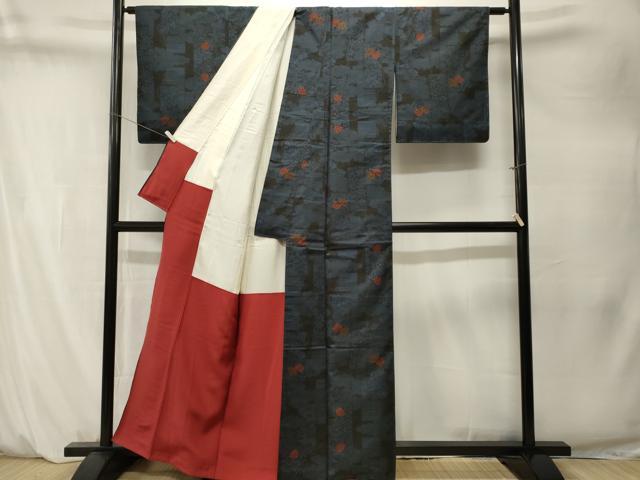 平和屋着物■本場大島紬 7マルキ 雲取り色紙花文 正絹 逸品 CABM1506ev