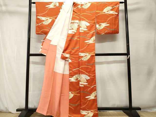 平和屋着物■上質な小紋 雪芝エ霞扇面花文 正絹 逸品 CABM1556ev