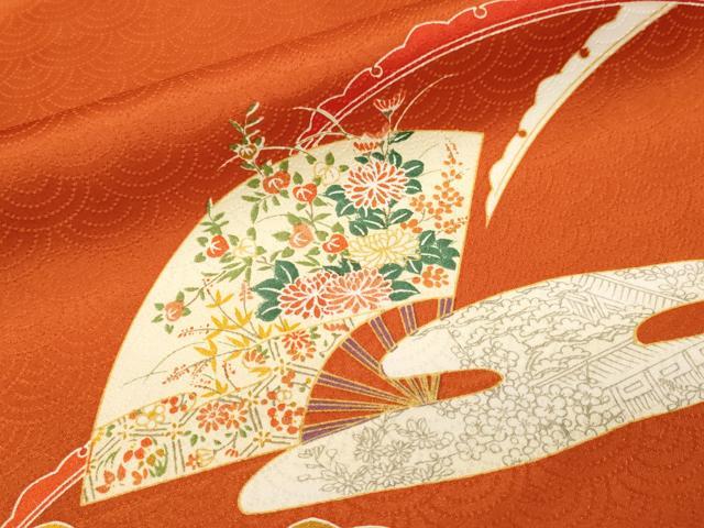 平和屋着物■上質な小紋 雪芝エ霞扇面花文 正絹 逸品 CABM1556ev