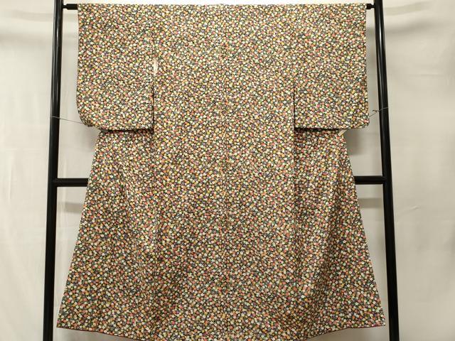 平和屋着物■上質な小紋 枝梅文 黒地 正絹 逸品 CABM1558ev