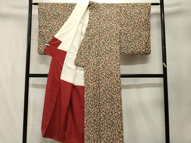 平和屋着物■上質な小紋 枝梅文 黒地 正絹 逸品 CABM1558ev