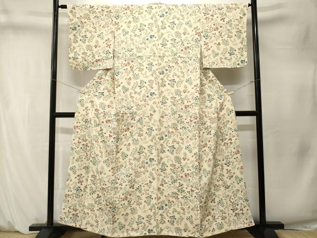 平和屋着物■上質な小紋 草花文 正絹 逸品 CABM1559ev