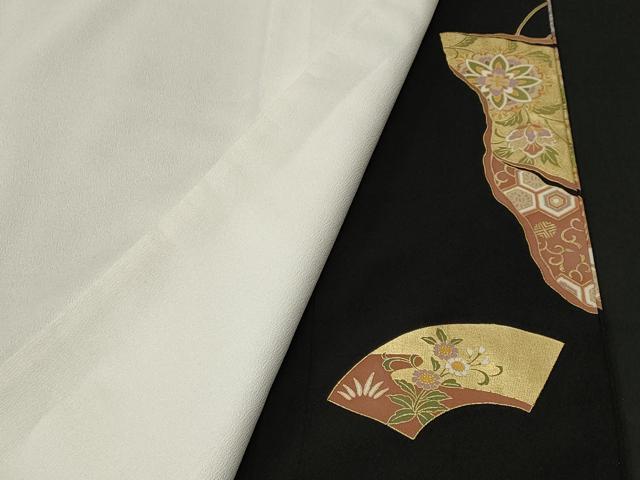 平和屋着物■豪華黒留袖 駒刺繍 地紙鳳凰道長草花文 暈し染め 金彩 正絹 逸品 CABM1564ev
