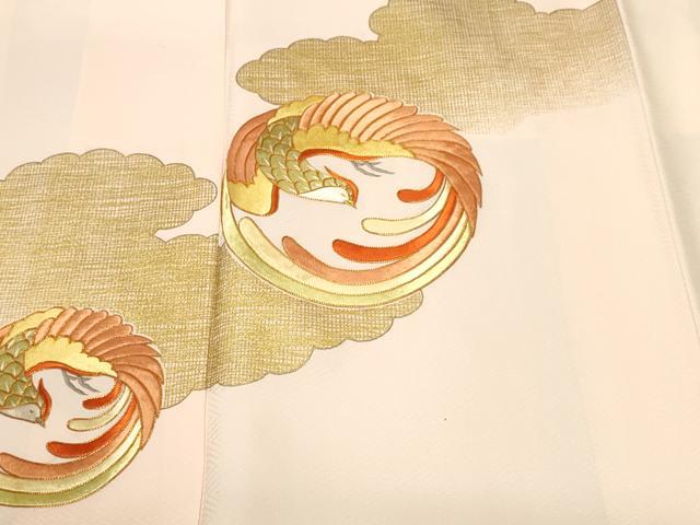 平和屋着物■訪問着 駒刺繍 雲取り鳳凰文 暈し染め 金彩 正絹 逸品 CABM1584ev