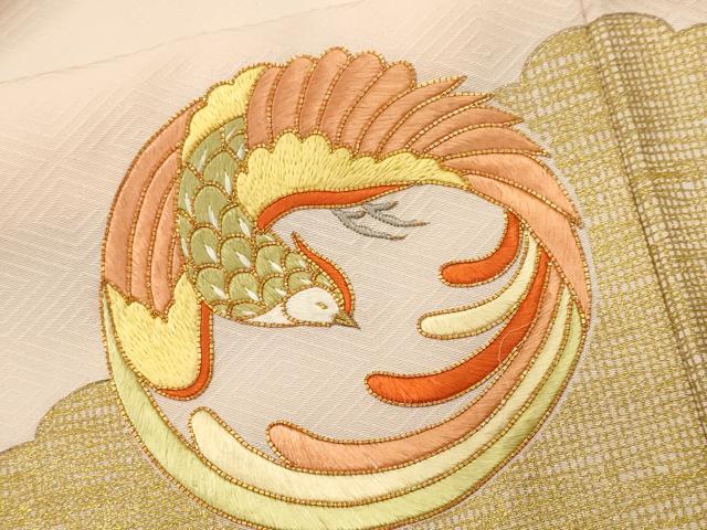 平和屋着物■訪問着 駒刺繍 雲取り鳳凰文 暈し染め 金彩 正絹 逸品 CABM1584ev