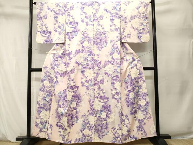 平和屋着物■上質な小紋 枝花文 暈し染め 金彩 正絹 逸品 CABM1588ev