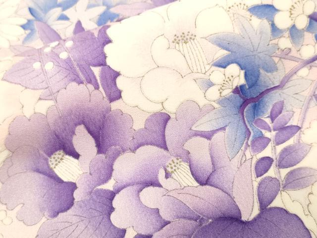 平和屋着物■上質な小紋 枝花文 暈し染め 金彩 正絹 逸品 CABM1588ev