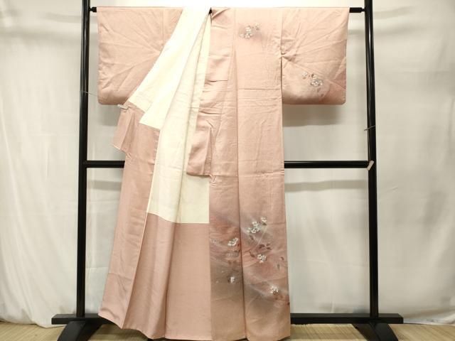 平和屋着物■訪問着 流水枝花文 暈し染め 金彩 正絹 逸品 CABM1592ev