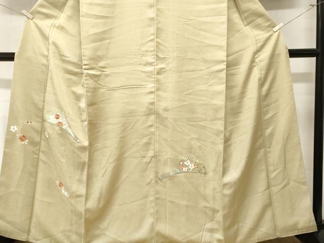 平和屋着物■訪問着 駒刺繍 扇面草花文 金糸 正絹 逸品 CABM1595ev