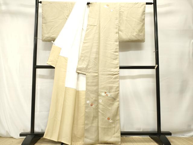 平和屋着物■訪問着 駒刺繍 扇面草花文 金糸 正絹 逸品 CABM1595ev