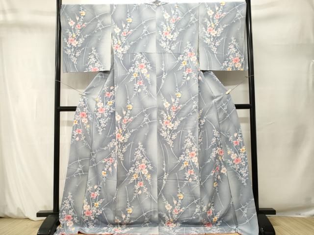 平和屋着物■上質な小紋 枝花文 暈し染め ロング丈 正絹 逸品 CABM1650ev