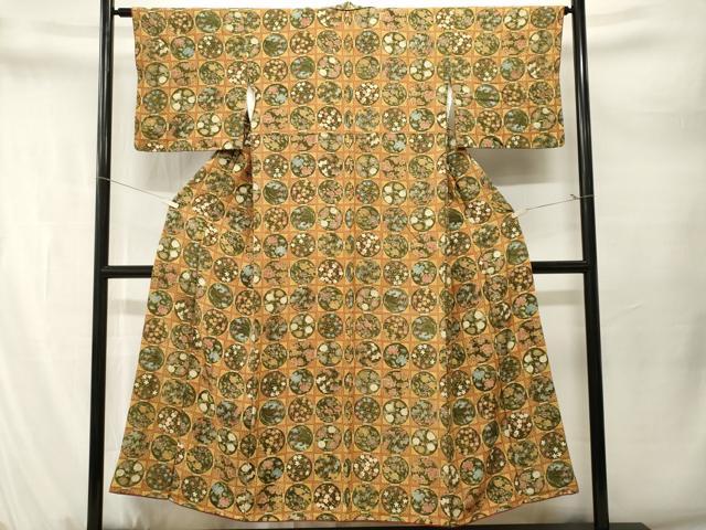 平和屋着物■上質な小紋 天井草花丸文 金彩 正絹 逸品 CABM1656ev