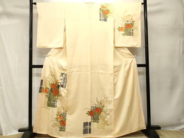 平和屋着物■訪問着 駒刺繍 色紙草花文 金彩 正絹 逸品 CABM1674ev
