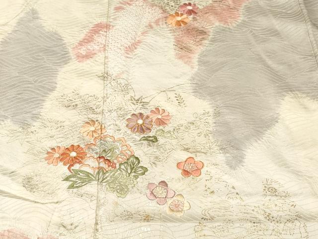 平和屋着物■訪問着 駒刺繍 絞り 草花文 花車文 暈し染め 金彩 正絹 逸品 CABM1730ev