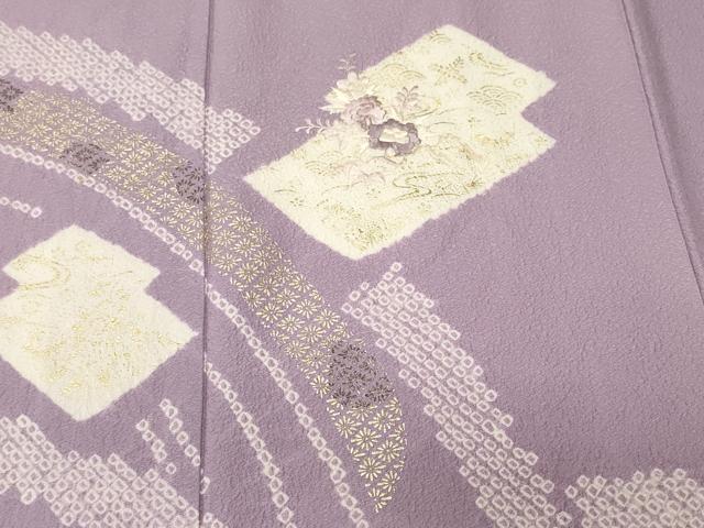 平和屋着物■訪問着 刺繍 絞り 流水草花文 金銀彩 正絹 逸品 CABM1733ev