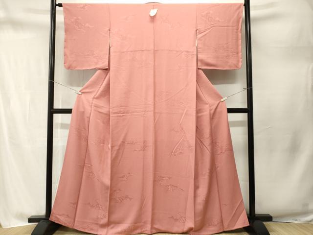 平和屋着物■上質な色無地 雲取り人物風景地紋 薄紅色 正絹 逸品 CABM1737ev