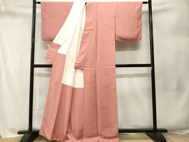 平和屋着物■上質な色無地 雲取り人物風景地紋 薄紅色 正絹 逸品 CABM1737ev