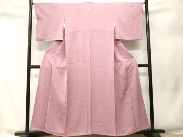 平和屋着物■上質な色無地 草花地紋 退紅色 正絹 逸品 CABM1738ev