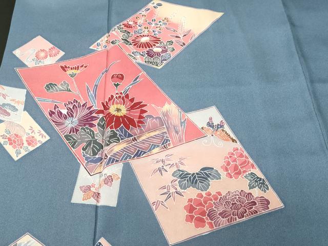 平和屋着物■訪問着 色紙舞蝶花鳥文 正絹 逸品 CABM1743ev
