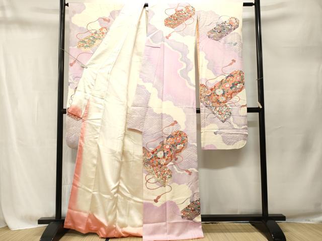 平和屋着物■豪華振袖 駒刺繍 道長文箱花文 暈し染め 銀彩 正絹 逸品 CABM1752ev
