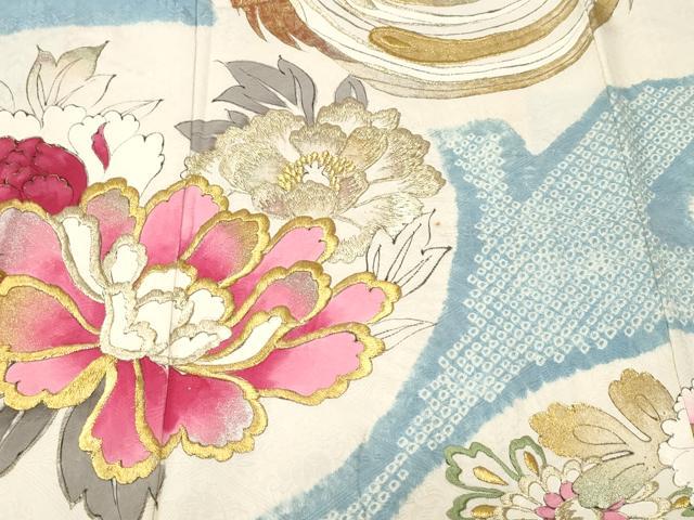 平和屋着物■豪華振袖 刺繍 絞り 立波鳳凰草花丸文 金銀彩 正絹 逸品 CABM1757ev