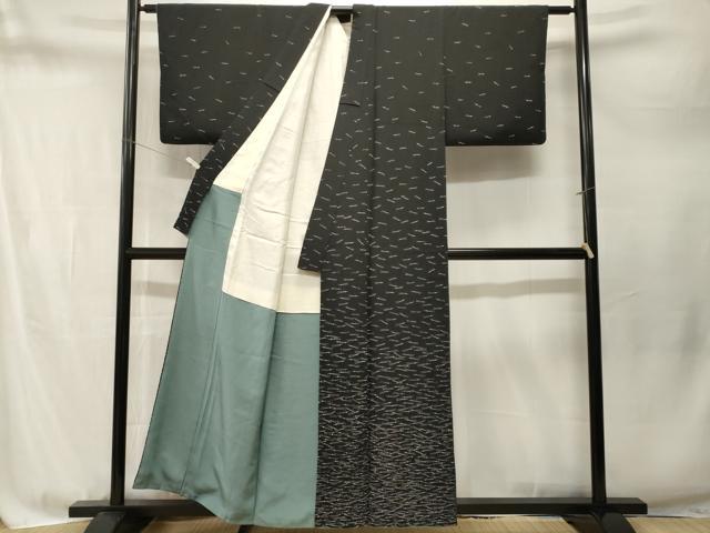 平和屋着物■色留訪問着 溢れ松葉 黒地 正絹 逸品 CABM1760ev