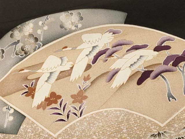 平和屋着物■豪華黒留袖 作家物 駒刺繍 地紙松竹梅飛鶴文 暈し染め 正絹 逸品 CABM1764ev