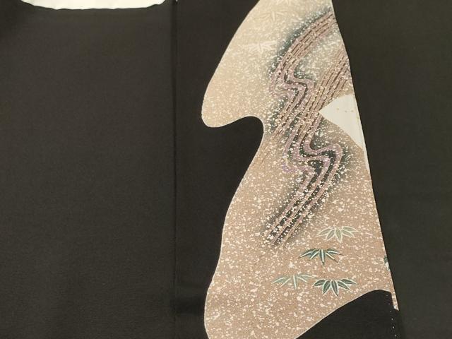 平和屋着物■豪華黒留袖 作家物 駒刺繍 地紙松竹梅飛鶴文 暈し染め 正絹 逸品 CABM1764ev