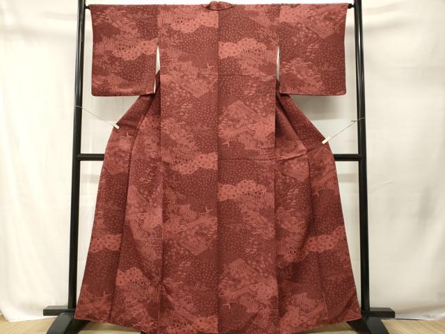 平和屋着物■上質な小紋 型染め 御所解文 鬼しぼ縮緬 正絹 逸品 CABM1785ev